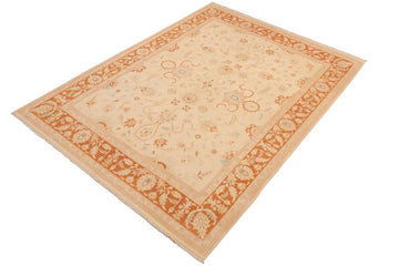 handmade Traditional Kafkaz Chobi Ziegler Beige Orange Hand Knotted RECTANGLE 100% WOOL area rug 8 x 10